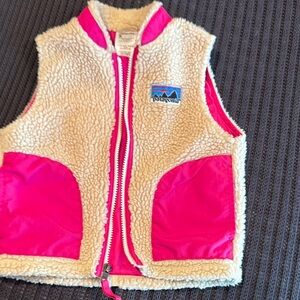 Patagonia Cream and Pink Fleece Vest